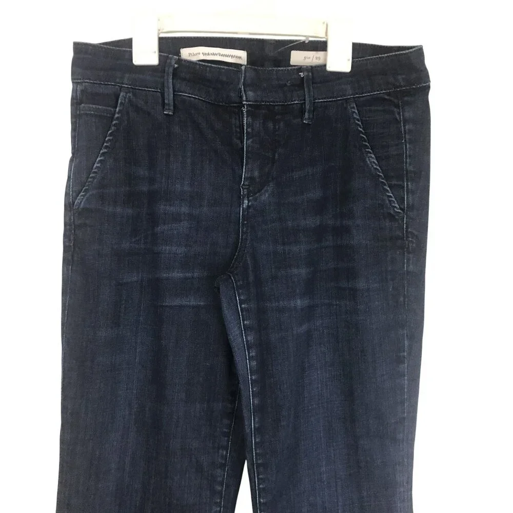 Pilcro Anthropologie Jeans Flare Denim Raw Hem & Pockets Womens Size 29